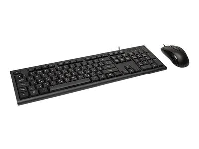 Produktbild von Inter-Tech KM-3149R, Volle Größe (100%), Kabelgebunden, USB, QWERTY, Schwarz, Maus enthalten