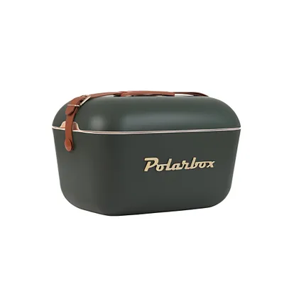 Produktbild von Kreher® Kühlbox Passive Kühltaschen Polar in Retro Vintage Design aus Kunststoff mit polystyrol (Airpop) thermische Isolierung - 20L, Forest Gold