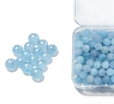 Image de Perles de saphir naturelles - Diamètre : 8 mm - Pour la fabrication de bijoux - 100 pièces, forme ronde