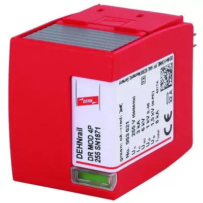 Produktbild von Dehn Überspannungsableiter Typ 3 Schutzmodul 4-polig 255V für DEHNrail M 32A 953021