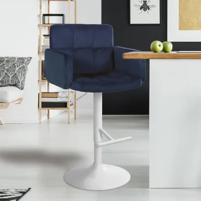 Image de lot de 2 tabourets de bar - tabouret en velours - réglable et pivotant à 360° - confortable et élégant