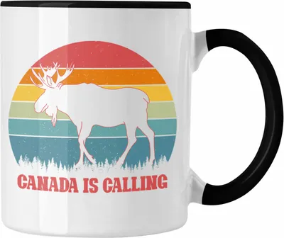 Produktbild von Trendation - Canada Is Calling Auslandsjahr Kanada Tasse Geschenkidee Auswandern Abschiedsgeschenk Abschied Kanada (Schwarz)