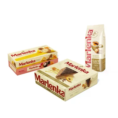Produktbild von MARLENKA® Probiermix-Produkt | Wiener Honigkuchen (800 g), Kaffee-Honigkugeln (235 g) und Zitronen-Honigkugeln (235 g), Marlenka Café Crema (500 g)