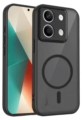 Produktbild von Magnetisch Hülle für Xiaomi Redmi Note 13 Pro 5G/Poco X6, Handyhülle Transluzente Hart PC Rückseite TPU Stoßfest Schutzhülle Schwarz