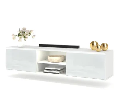 Produktbild von Fernsehschrank TV-Lowboard KING HÄNGEND Mit LED Weiß Matt/Weiß Hochglanz 100cm