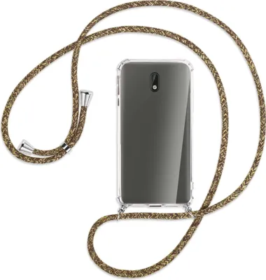 Produktbild von Handykette Backcover-Schutzhülle mit Band (Metall silberfarben) für Nokia 3 - braun+beige