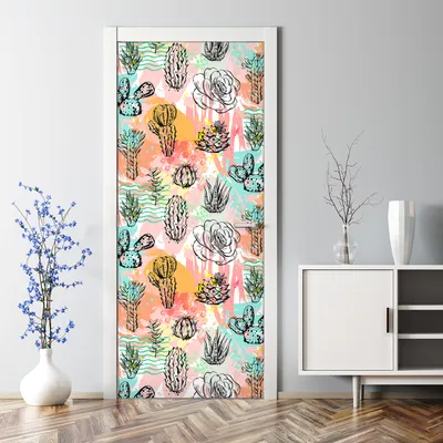 Produktbild von Dekorative Türposter selbstklebend Klebefolie Wandaufkleber Türaufkleber Pflanzen Kaktus 77 x 200 cm