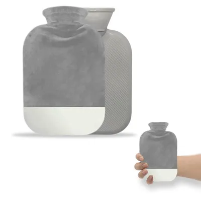 Produktbild von Wärmflasche Wärmekruke Wärmekissen - Kleine Wärmflasche - Abnehmbarer Bezug - Grau - 500 ml