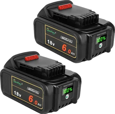 Immagine prodotto di Batterie per utensili elettrici, compatibili con 18 V/20 V, alta capacità, set da 2 batterie da 6 Ah