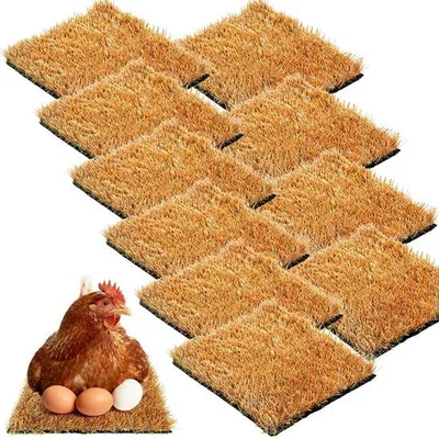Productafbeelding van Dailygoods- Kippennestpads 10 stuks - Herbruikbare Kippennestmatten - 30 x 30 cm - Accessoires voor Kippenhok - Comfortabel en Ademend - Hoogwaardig Kunstgras - Nestmatten