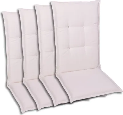 Produktbild von GO-DE Textil, Sesselauflage Hochlehner, 4er-Set, Farbe: weiß, Maße ca.: 120 cm x 50 cm x 6 cm