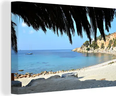Produktbild von OneMillionCanvasses® - Leinwandbilder - 150x100 cm, Das Mittelmeer vom Strand aus, Wandbilder Kunstdruck Wanddekoration - Foto auf Leinwand - Gemälde auf Holzrahmen