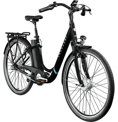 Produktbild von Zündapp Z510 E Bike 28 Zoll Damenfahrrad ab 155 cm mit 3 Gang Nabenschaltung und Rücktrittbremse schwarz/türkis