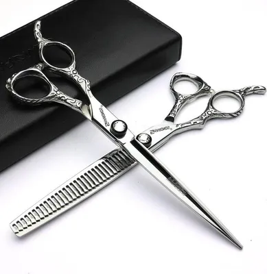 Produktbild von Professionelle 7-Zoll-Friseurscheren 440C – Hohe Härte – Feines Muster – Für Salon und Friseur – Zum Haareschneiden und Ausdünnen – Haar
