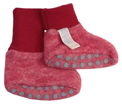 Productafbeelding van Cosilana babysokken van fleece, gemaakt van biologische katoen en kbT-wol (maat 74-80, rood gemêleerd)