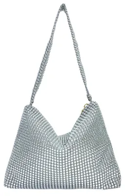 Image de Solidchoice - Pochette en argent pour femmes, ornée de strass