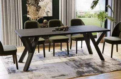 Produktbild von Endo-Möbel Esstisch Pier 130cm - 210cm erweiterbar ausziehbar Metallgestell Küchentisch (Beton Dunkel)