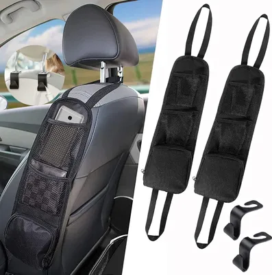 Imagen del producto de 2 organizadores impermeables para asientos de coche, almacenamiento multifuncional para el lateral del vehículo
