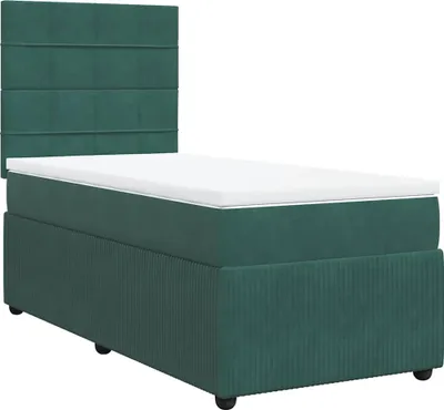 Produktbild von vidaXL Boxspringbett mit Matratze Dunkelgrün 80x200 cm Samt