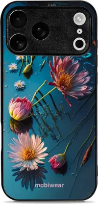 Image de Coque pour iPhone 17 Pro Max, Mobiwear Glossy Case, bleu à motifs floraux