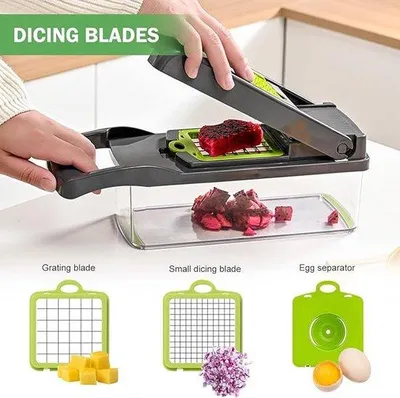 Produktbild von Famanu Gemüseschneider mit verschiedenen Messern - Mandoline - Zwiebelschneider
