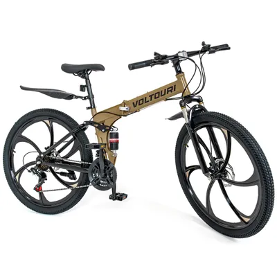 Immagine prodotto di Voltouri mountain bike pieghevole 26" – 21 velocità Shimano, doppia sospensione, freni a disco