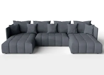 Produktbild von AX LIVING Ecksofa grau Veliro Sofa U Form mit Schlaffunktion, 353 cm