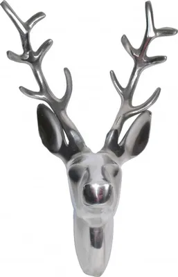 Zdjęcie produktu dla Casa Padrino designerska dekoracja ścienna z poroża figurka jelenia wykonana z polerowanego aluminium - figurka ścienna - poroże - poroże ścienne