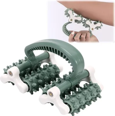 Produktbild von Faszien-Blaster-Massagerollen für Muskeln, Faszienrolle für Beine, Rollstab für Muskeln, Durchblutungsförderer, Faszien, tiefe myofasziale Entspannung für Rücken, Nacken, Schultern, Taille, grün