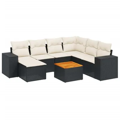 Produktbild von vidaXL 8-tlg. Garten-Sofagarnitur mit Kissen Schwarz Poly Rattan