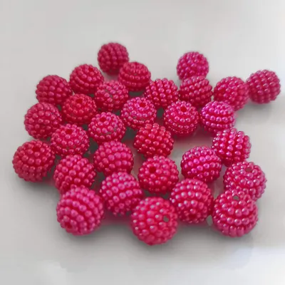 Image de Perles de bulles rondes en acrylique, 10 mm, 30 pièces, rose / rose foncé