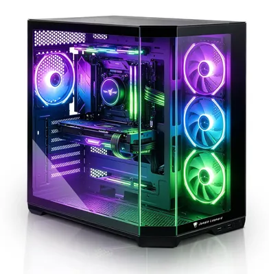 Productafbeelding van Pc-behuizing Desktopcase - Zwart - ATX Micro-ATX ITX EATX - Gehard Glas Staal Aluminium