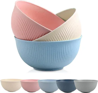 Produktbild von Plastik Kommen Set von 10 - Grosse Reis- und Nudel-Bowls - Herstellbar - Leicht - Reis- und Nudel-Bowls in 5 Farben