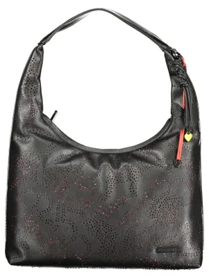 Produktbild von Elegante schwarze Damentasche mit Schlüsselanhänger und Kontrasten