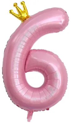 Image de Ballon numérique "6", 101 cm, rose, avec une couronne, pour un anniversaire
