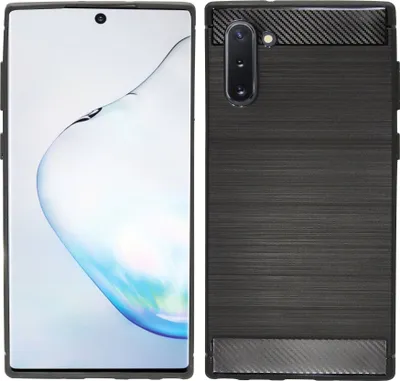 Produktbild von cofi1453® Silikon Hülle Carbon kompatibel mit SAMSUNG GALAXY NOTE 10 (N970F) TPU Case Soft Handyhülle Cover Schutzhülle Schwarz