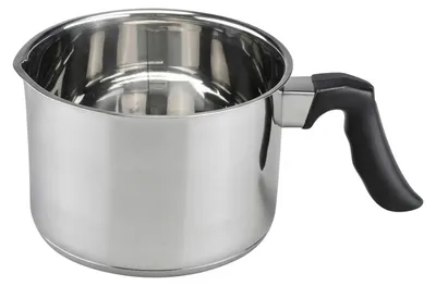 Obrázek produktu pro Cheffinger, nerezová konvice na mléko 12 cm s výlevkou a izolovanou rukojetí, stříbrná