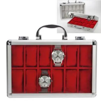 Produktbild von Uhrenkoffer Aluminium Velours rot