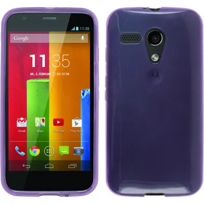 Produktbild von PhoneNatic Case kompatibel mit Motorola Moto G - lila Silikon Hülle transparent + 2 Schutzfolien