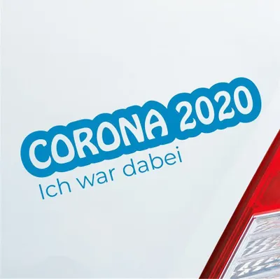 Produktbild von Auto Aufkleber Corona 2020 Ich war dabei! Krank Infiziert Husten 19x5 cm Hellblau Sticker Heckscheibenaufkleber