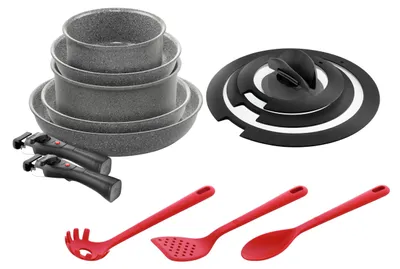 Immagine prodotto di BALLARINI: Set di pentole antiaderenti per padelle e casseruole, più accessori da cucina in silicone, 13 pezzi