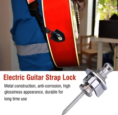 Image de LUCKDANO Métal Guitare Antiskid -Boucle de sangle Durable Pièce de rechange E -E -Guitare pour tous les types (ARGENT)