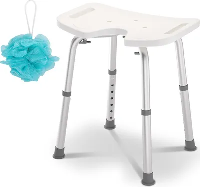 Produktbild von SWANEW Duschhocker Badhocker Höhenverstellbar Duschstuhl bis 136kg Badsitz U-förmige Sitzplatte