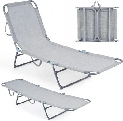 Produktbild von KOMFOTTEU Klappbare Sonnenliege mit 4-fach verstellbare Rückenlehne, wetterfeste Strandliege aus atmungsaktivem Stoff mit Tragegriff, Gartenliege bis 150 kg belastbar für Pool, Balkon & Camping