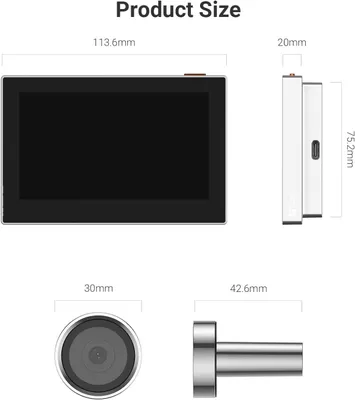 Zdjęcie produktu dla Kamera monitoringu zewnętrzna - Bezprzewodowa kamera IP - Oczko do drzwi - Kamera do wideodomofonu - z szerokokątnym obiektywem 146°