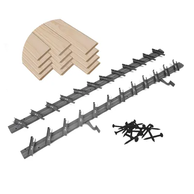 Image de Prestige Ostaszewska Système de ferrures de jardin avec 11 lamelles incluses | 100 cm | Anthracite, pin naturel | Système de volets roulants pour terrasse Acier galvanisé