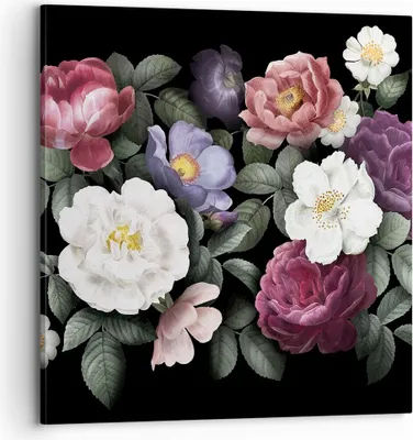 Produktbild von Bild auf Leinwand - Leinwandbild - Einteilig - Blumen Blumenstrauß Komposition - 70x70cm - Wand Bild - Wanddeko - Wandbilder - Leinwanddruck - Bilder - Wanddekoration - Leinwand bilder - AC70x70-5032