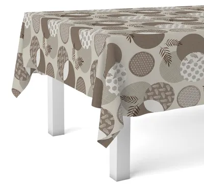 Tischdecke rund 140 cm, braun, wasserabweisend, pflegeleicht