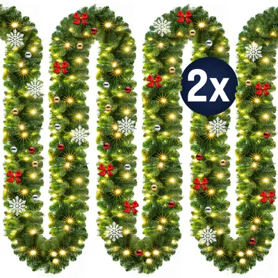 Image de CASARIA® 2x Guirlandes de Noël lumineuses 5m 80 LED Sapin artificiel avec déco Décoration de noël intérieur extérieur