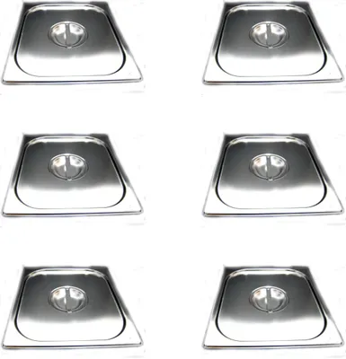 Produktbild von AcMax 6 Stück GN 2/3 Gastronormbehälter GN-Behälter Edelstahl Deckel Gastronorm